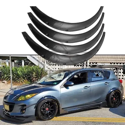 For Mazda 3 Mazdaspeed3 Carbon Fiber Fender Flares Wide Body Wheel Arches Kits • $99.45