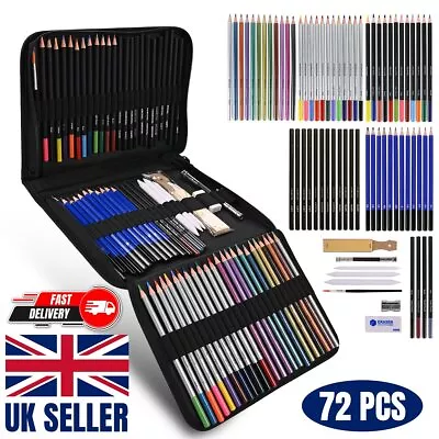 Art Sketch Pencils Oil Drawing Colouring Graphite Charcoal Pencil 72pcs Set UK • £16.99