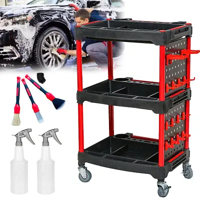 Rolling Mechanics Tool Detailing Cart Utility Trolley Garage Storage Organizer • $135.23