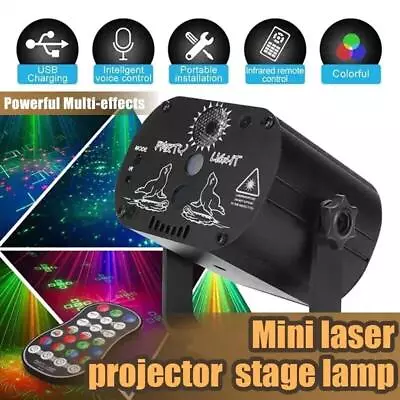 Mini RGB Laser Projector Stage Light DJ Disco LED Lamp UV Sound Strobe Effect • $29.99