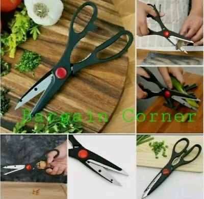 Kitchen Scissors Multifunctional Herb Meat Slicing Nut Cracker Bottle Opener 1Pc • £4.98