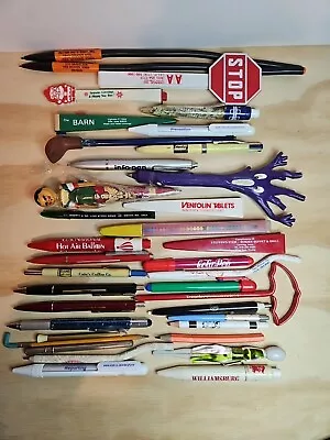 PENS Vintage Lot Of 34 Novelty Pens & Pencils Money Spooky Tree Stop Sign Golf • $29.99