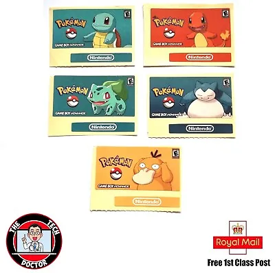 Pokemon Cartridge Case Stickers for Nintendo Gameboy Advance GBA Game Case • £2.69