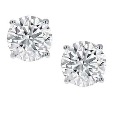 $199.75 • Buy 1/2ct TW Real (Natural) Round Diamond Solitaire Stud Earrings In 14K White Gold