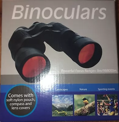 BINOCULARS With Soft Nylon Pouch Compass And Lens Covers GREAT FOR OUTDOORS • $20.25