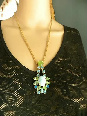 Mariana Swarovsky Crystal Turquoise Pendant  Gold Plated Necklace 19   $139 • $85