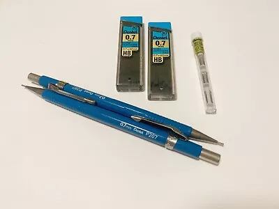 Blue Pentel Mechanical Pencil 0.7mm 2-pack + 200pcs Graphite And 4 Erasers • $0.99