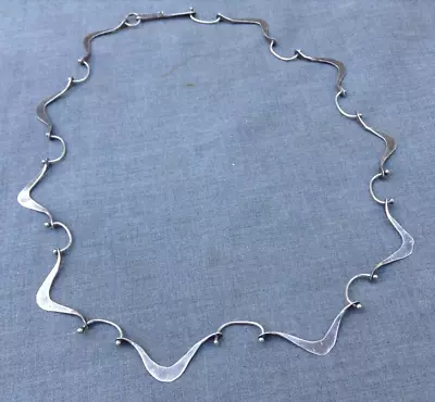 Vintage Modernist Sterling Silver Necklace Handmade Signed D Booth 18.5  • $94.50