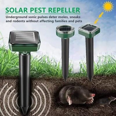 2/4 Pack Solar Power Ultrasonic Mice Gopher Mole Pest Snake Repellent Repeller • $10.28