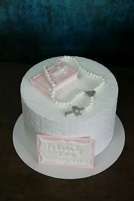 1st Holy Communion / Baptism Edible Handmade Bible Rosary Plaque Cake Topper  • £28.99