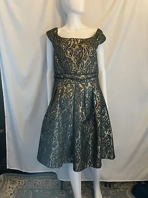 Zara Basic Dress XL Gold Brocade A Line Cocktail Party • $29
