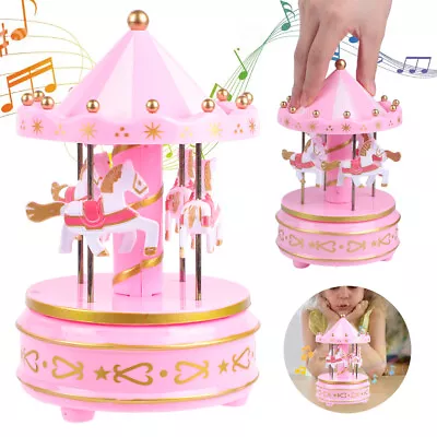 Music Box Plastic Horse Roundabout Carousel Musical Box Birthday Baby Gift Decor • £9.89