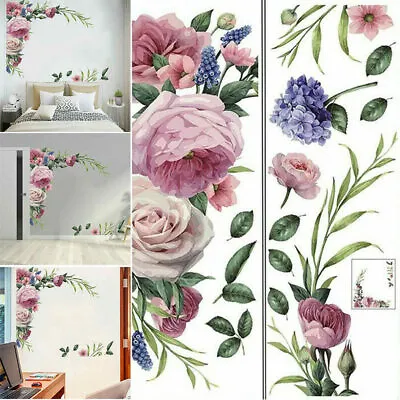 £5.88 • Buy Wall Mural Flower Art Rose Home Sticker Sticker Peony Decal Wall Nursery Decor