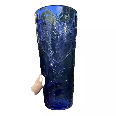 Dartington Crystal Glass Vase Blue Purple Tinge H27 Cm Flower Thrower Pattern • £45