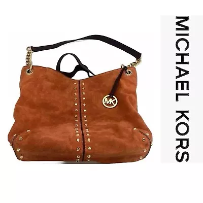 Michael Kors Uptown Astor Persimmon Suede  Studded Large Shoulder Bag • $89