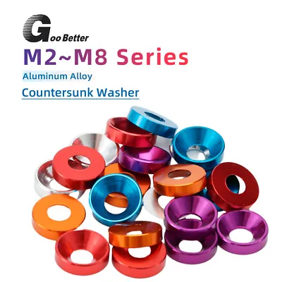 M2 M3 M4 M5 M6 M8 Aluminum Alloy Anodized Countersunk Head Bolts Washers Gasket • £1.19