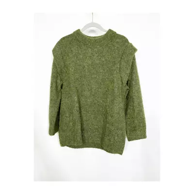 Zara Sweater Womens Alpaca Wool Blend Oversized Long Sleeve Ladies Small Green • $13.99