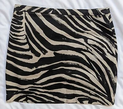 Beige/Tan & Black Zebra Print Mini Skirt By H&M Size 12 • £8