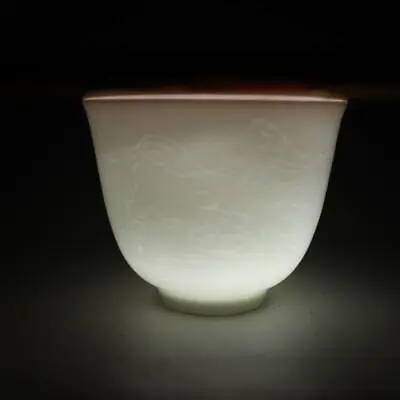 Chinese Ming Yongle White Porcelain Carved Phoenix Design Teacup Cup 2.44 Inch • $32.99