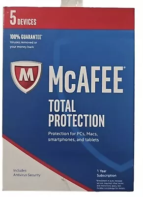 McAfee Total Protection 5 Devices 1 Year PC’s Mac’s Smartphones Tablets • $33