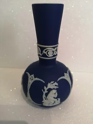 Adams Tunstall 1657 Cobalt Blue Jasperware  Vase - 6  High Classical Scene • £16.95