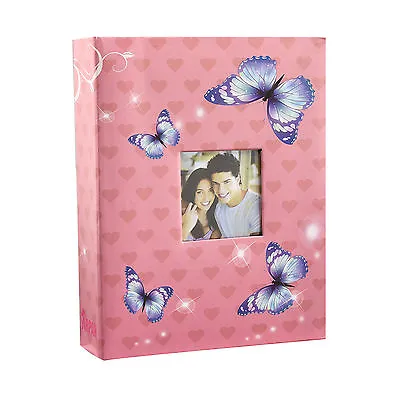  6x4  200 Photos Large Slip In Photo Album With Front Window - Pink Butterfly • £7.99