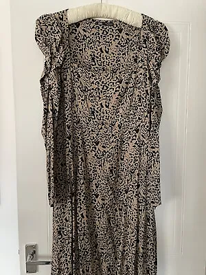 Zara  Leopard Print Dress Maxi EUR XL 14 Vgc • £14.50