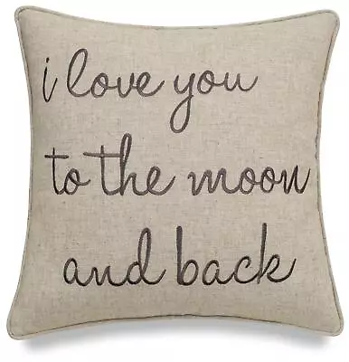 I Love You To The Moon Embroidered Square Decorative Accent Throw Pillow Case... • $30.99