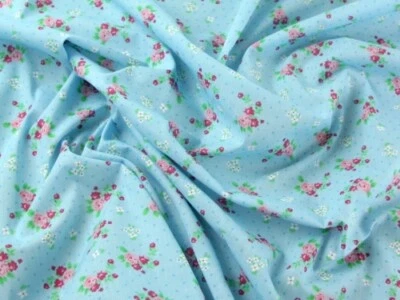 £3.99 • Buy Polycotton Dress Fabric Floral & Spotty Print - Per Metre