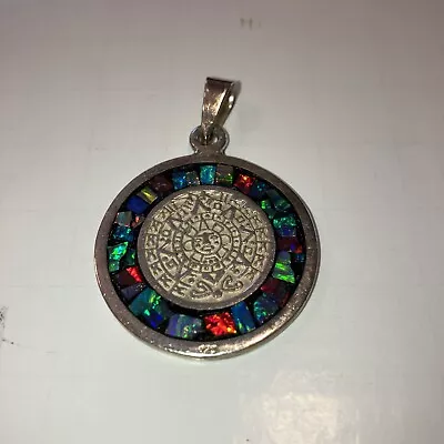 925 Sterling Silver Mens Womens Aztec Mayan Calendar Medal Pendant • $39.99