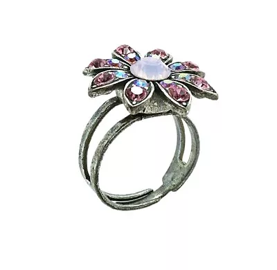 Mariana Ring Gorgeous Flower Shape Rose AB & White Opal Austrian Crystal My ... • $67