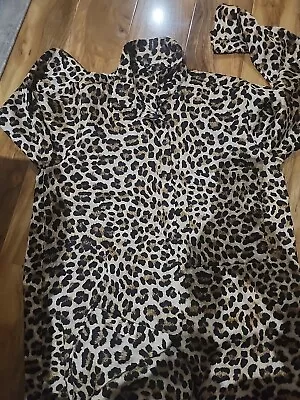 Zara Ladies Satin Leopard Print Shirt Blouse Top Size Large Animal Print • £7