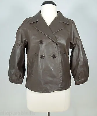 - TEX By MAX AZRIA (size M) Jacket Chocolate Brown Distress Leather Collared • $28.44