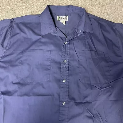 Haband Mens XXL Shirt Blue Short Sleeve Lightweight Button Up Pocket Casual • $9.88