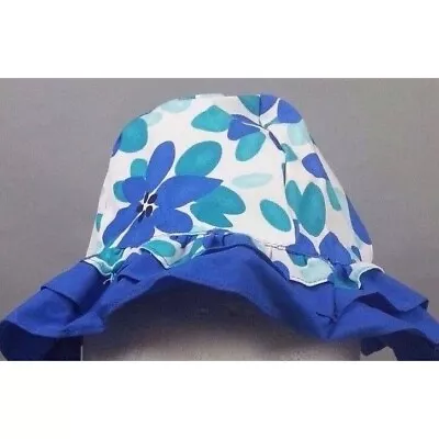 NWT NEW Gymboree Hat Blue Flower Sun Beach Hat Girls Size 12-24 Months • $16.98