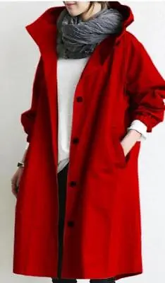 UK Women Oversized Hooded Windbreaker Fashion Long Jacket Loose Coat Trench Coat • £18.55