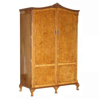 Sublime Quality Vintage Circa 1940 Maple & Co Burr Walnut Wardrobe Claw & Ball • £3950