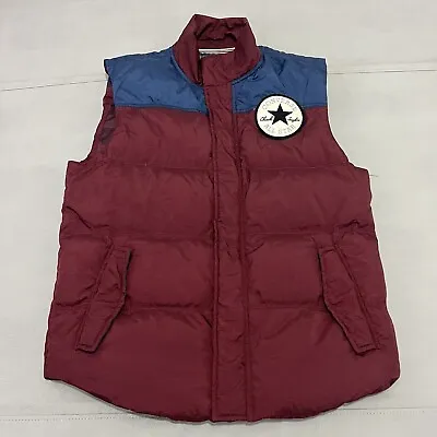 Converse Men Maroon Burgendy Red Alt Down Puffer Zip Bubble Jacket Vest-L-5838 • $21