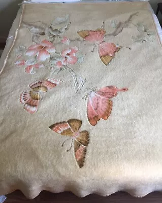 Vintage Reversible Revert Throw Blanket With Butterflies Made In Spain • $34.95