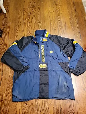 Starters Michigan Jacket Size Small Vintage Winter Coat Navy Blue Wolverines  • $44.06