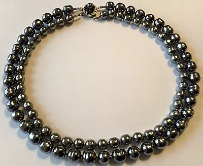 Vintage Miriam Haskell Signed Gray Baroque Pearl 2 Strand Necklace • $250