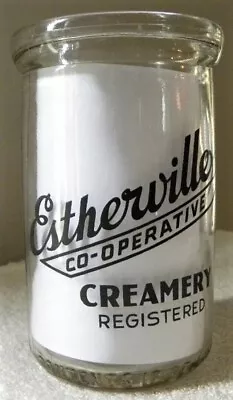 Vintage Estherville Iowa IA Co-op Creamery Milk Bottle Cottage Cheese Jar • $49