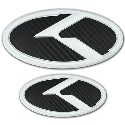 2 White Carbon Fiber K Emblems Badges For Trunk Or Hood Pair For Kia • $39