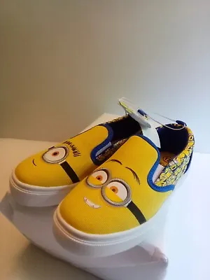 Minions Slip On Boy Sneakers Child Shoes Size 12 Stretch Sides • $13