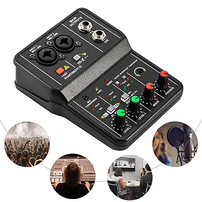 2 Channel Mixing Console Live Studio Audio DJ Mixer Sound Board USB Interface • $27