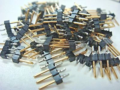 100) 104345-1 GOLD HEADER 3 PIN CONNECTOR MODII BREAKAWAY SINGLE ROW MALE 2.54mm • $4.99