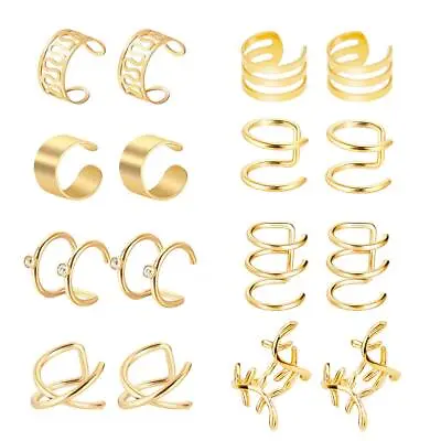 8 Pairs Ear Cuff Clip On Earrings Helix Cartilage Stainless Steel For Women Men • £4.99