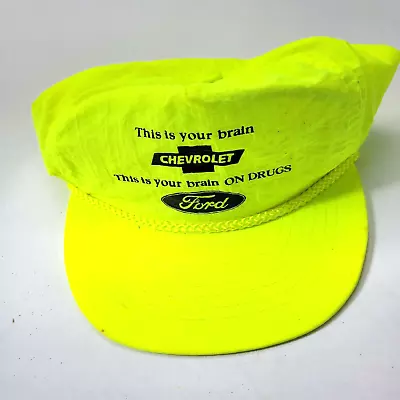 This Is Your Brain Chevrolet Ford Your Brain On Drugs Hat Cap Green Snapback G7D • $8.99