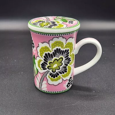 Vera Bradley Pink Pricilla Coffee/Tea Mug With Lid Retired Pattern Art Deco NWOT • $12.99