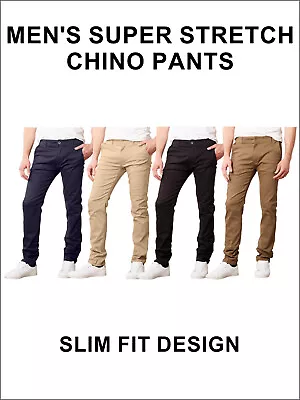 Men's Super Stretch Slim Fit Everyday Chino Pants (Sizes:- 30-42) NEW FREE SHIP • $14.97
